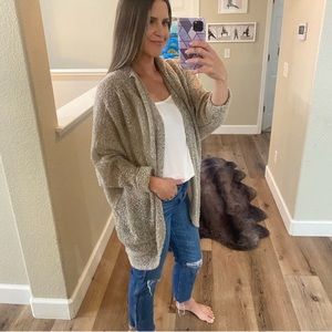 Buttons oversized open front grandma sweater cardigan